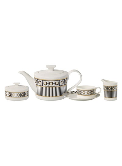 Buy 15-Piece Metrochic Tea Set White/Black/Gold in UAE