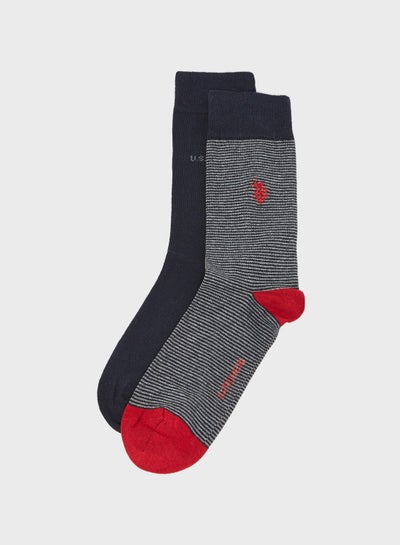 اشتري 2 Pair Of Soft Comfortable Crew Socks Multicolour في الامارات