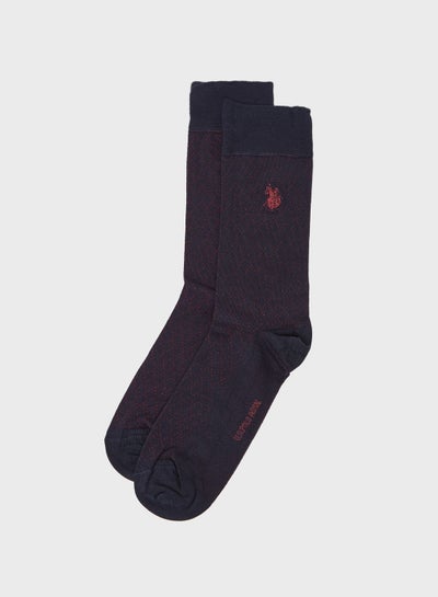 Buy Pair Of Soft Comfortable Crew Socks Navy Blue in UAE