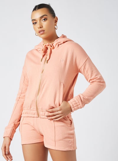 Buy Zip Through Hoodie Peach in UAE