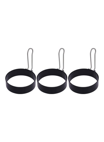 Buy 3-Piece Egg Cooker Ring Set Black/Silver in UAE