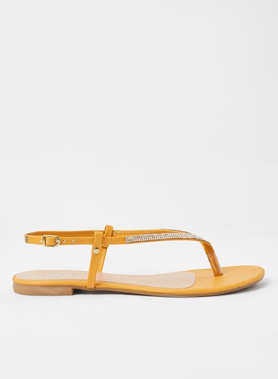 Buy Casual Plain Flat Sandals Peach in Saudi Arabia