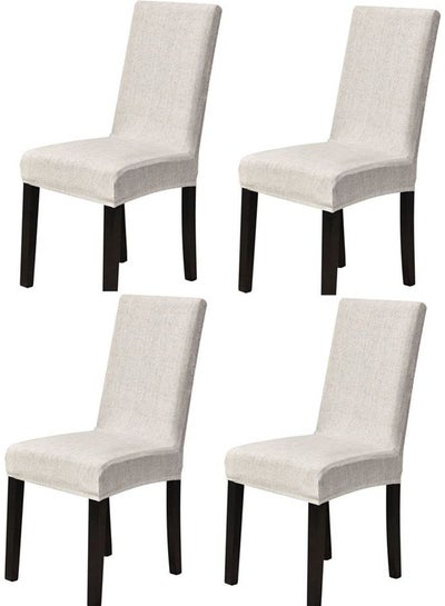 Buy 4-Piece Of Waterproof Thick Chair Covers Beige in UAE