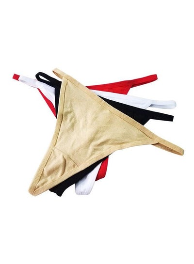 Buy Pack Of 4 Solid Pattern G-String Briefs Multicolour in Saudi Arabia