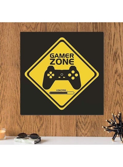 Buy Gamer Zone Themed Wall Art Black/Yellow 33x33cm in Saudi Arabia