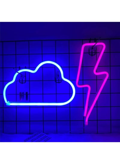 Buy 2-Piece Cloud Sign LED Neon Lights Blue/Pink 30x18cm in Saudi Arabia