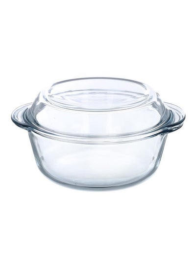 Buy Glass Borcam Round Casserole With Cover Clear in UAE