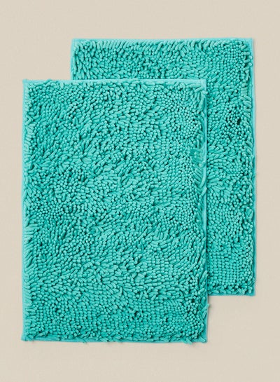 اشتري طقم دواسات حمام شاجي ناعمة ومبطنة مقاس 50 × 80 سم من قطعتين، لون فيروزي فيروزي في السعودية