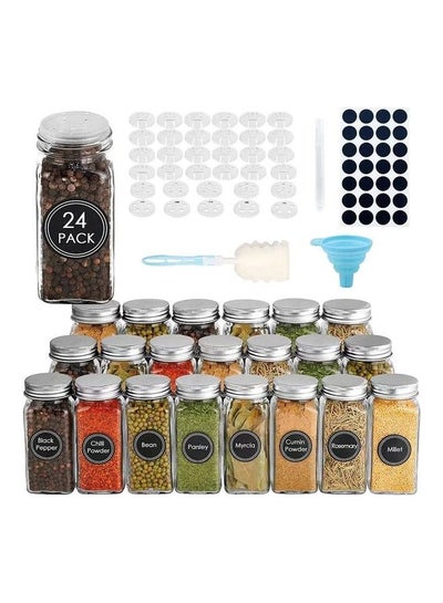 Buy 24-Piece Glass Spice Jar Set Multicolour 10.5x4.3cm in UAE