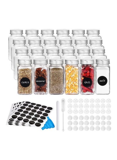 Buy 24-Piece Glass Spice Jar Set Multicolour 4.1inch in UAE