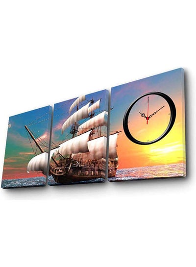 Buy 248Cty1674 Decorative Canvas Wall Clock (3 Pieces) Multicolour in Egypt