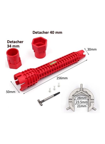 Buy 8 In 1 Multifunctional Sink Bathroom Wrench Plumbing Installation Tool Red/Silver in Saudi Arabia