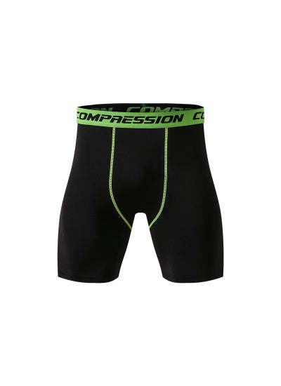 Buy Quick Dry Compression Shorts Black/Green in Saudi Arabia