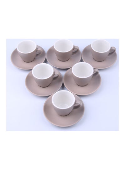 Buy 6-Piece Coffee/Tea Ceramic Cup and Saucer Set Purple 6 x 100ml in UAE