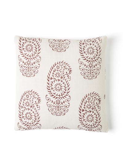 Buy Paisley Printed Filled Cushion Red Standard Size in UAE