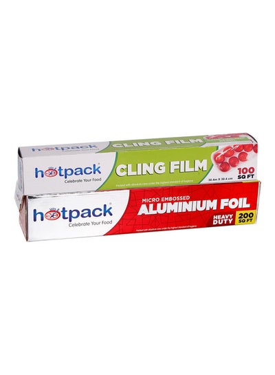 Buy 2- Piece Biodegradable Food Wrap Cling Film and Aluminium Foil Silver in UAE