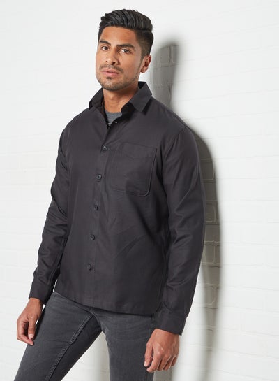 Buy Patch Pocket Overshirt Black in Saudi Arabia