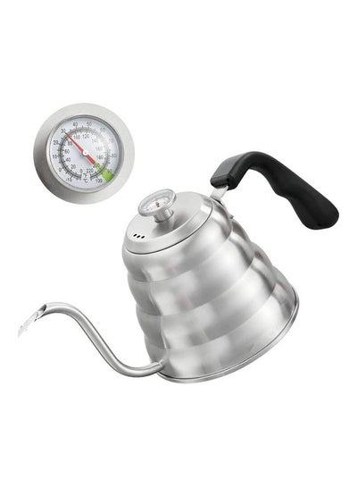 Buy Gooseneck Pour Over Coffee Kettle With Fixed Thermometer Silver in UAE