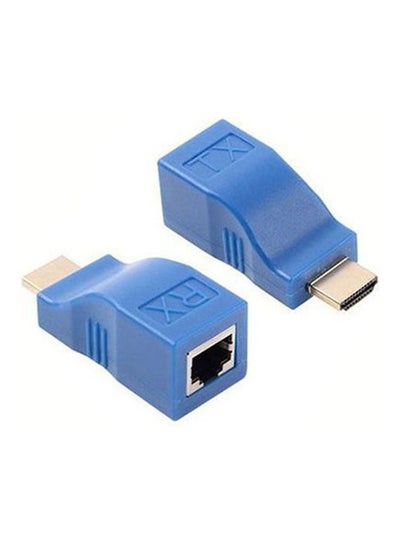 اشتري 4 K HDMI Extender Mini RJ45 Ports To 30 M Extension HDMI Over CAT 5e/6 Blue في مصر