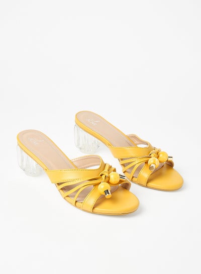 Buy Stylish Elegant Heeled Sandals Yellow in UAE