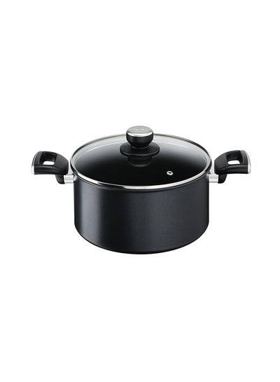 Buy Unlimited Non-Stick Casserole With Lid Black/Clear 24cm in Saudi Arabia