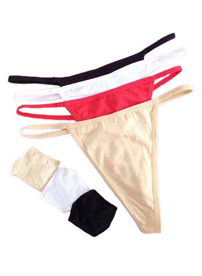 Buy Pack Of 4 Solid Pattern G-String Briefs Multicolour in Saudi Arabia