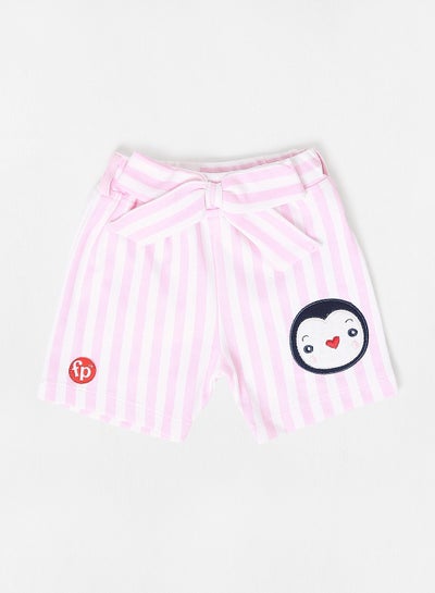 Buy Baby Girls Stripe Detail Shorts Pink/White in UAE