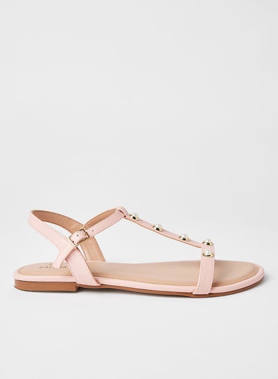 Buy Pearl Studded Sandals Pink in Saudi Arabia