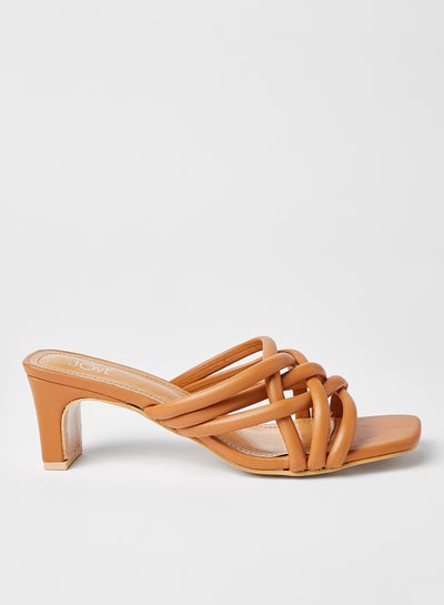 Buy Fashionable Heeled Sandals Orange Tan in Saudi Arabia