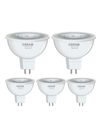 اشتري Pack Of 5 GU5.3 Base Bulb MR16 36Degree 5.5W 2700K Spotlight 500lm With Holder Warm White في الامارات