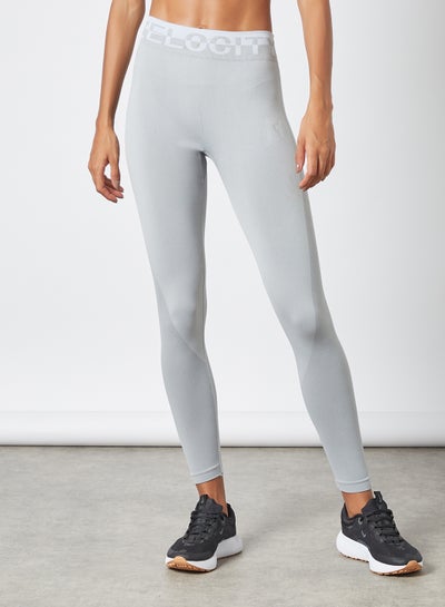 اشتري Activewear Slogan Print Tights Grey في السعودية