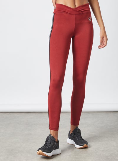 Buy Activewear Side Tape Tights Dark Red in UAE