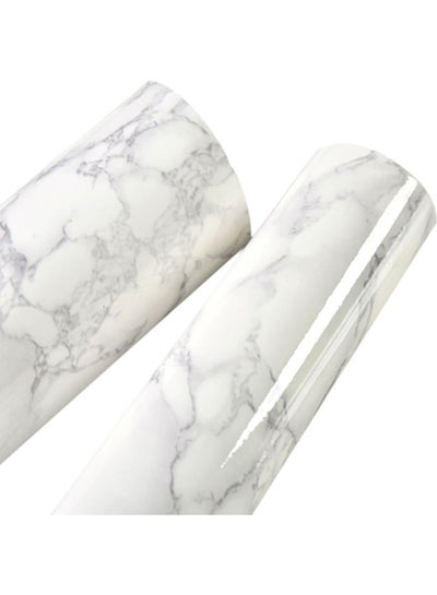 Buy Self Adhesive Marble Pattern Wallpaper White/Grey in Saudi Arabia