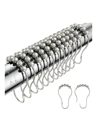 Buy 12-Piece Shower Curtain Hooks Rings Silver in Saudi Arabia