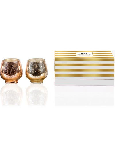 Buy 2-Piece Mercury Glass Candle Golden 65grams in UAE