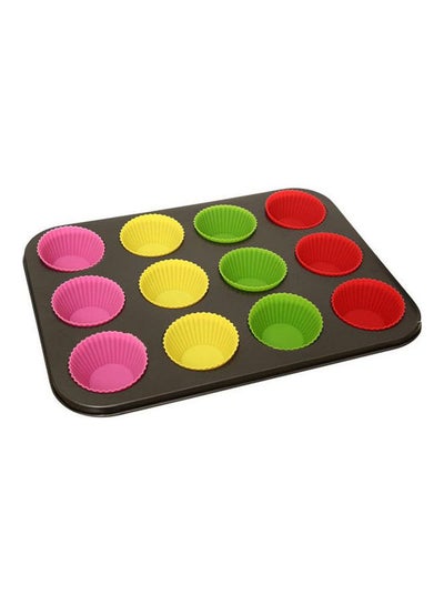اشتري Baking Mold 12 Cups Sillicon Molds For Cupcake Multicolour في مصر