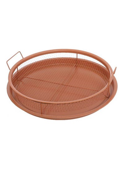 Buy Round Coppery Crispy Tray Set Of 2 Pieces ( Non Stick Basket   Serving Tray ) Perfect For Oven   Copper Multicolour in UAE
