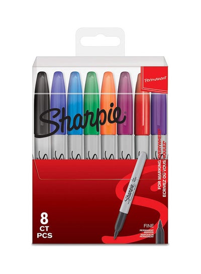 Buy 8-Piece Fine Tip Permanent Markers Set Multicolour in UAE