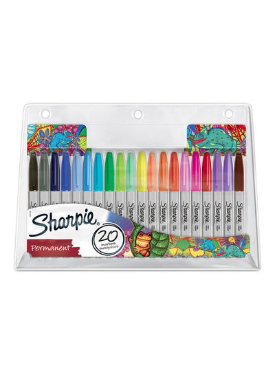 Buy 20-Piece Fine Tip Permanent Markers Set Multicolour in UAE