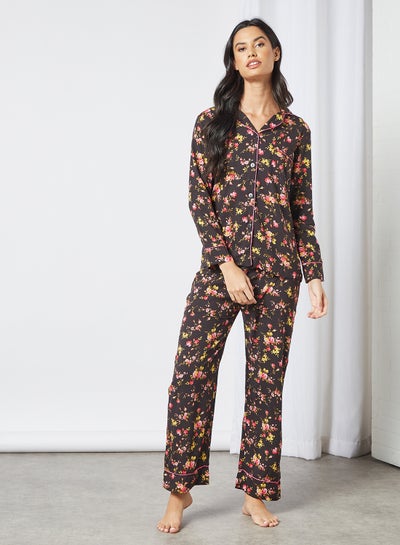 Buy Printed Pyjama Set Black in Saudi Arabia