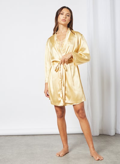 Buy Satin Nightdress Set Yellow in Saudi Arabia