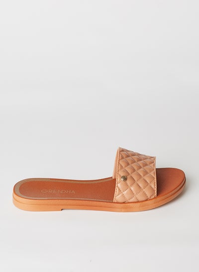 Buy Quilted Strap Slides Beige in Egypt