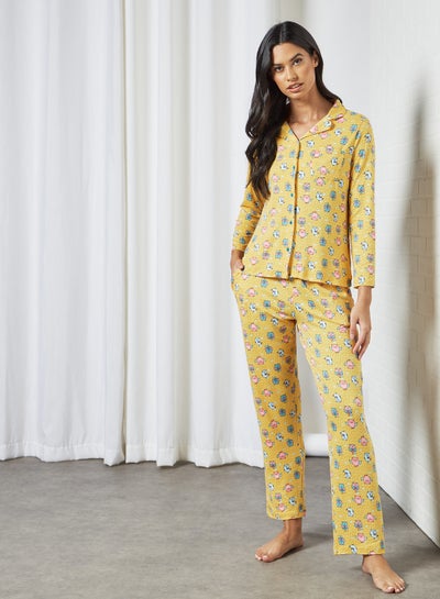 اشتري All-Over Owl Print Pyjama Set Yellow في الامارات