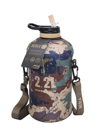 Buy Water Bottle with Straw and Removable Neoprene Sleeve Camouflage in UAE