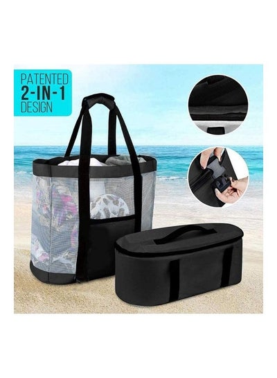 Buy 2-In-1 Mesh Beach Picnic Bag With Insulated Cooler Compartment One Size in Egypt