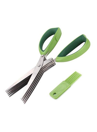 اشتري Multipurpose Kitchen Shear Herb Scissors 5-Layers Stainless Steel Blades With  Handles Green في مصر