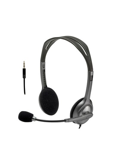 اشتري Logitech H111 Wired Headset, Stereo Headphones With Noise-Cancelling Microphone, 3.5 mm Audio Jack, PC/Mac/Laptop/Smartphone/Tablet في مصر