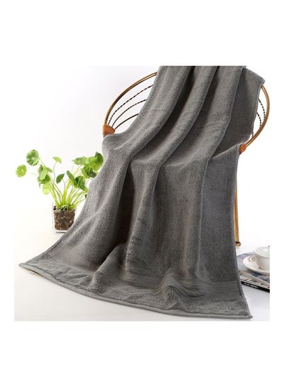 Buy Large Pure Cotton Bath Towel Grey 70X140cm in UAE