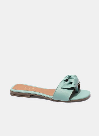 Buy Casual Plain Flat Sandals Turquoise in Saudi Arabia