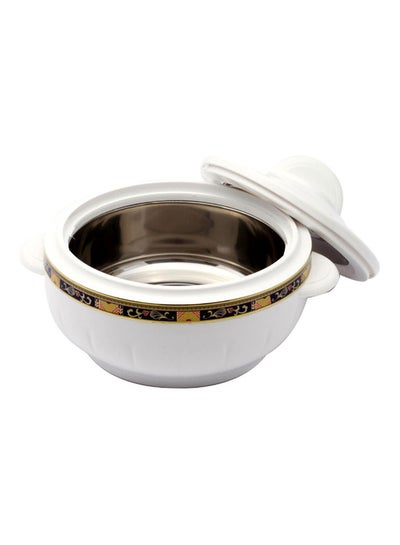 Buy Plastic Casserole Dish With Lid White/Black/Gold in UAE